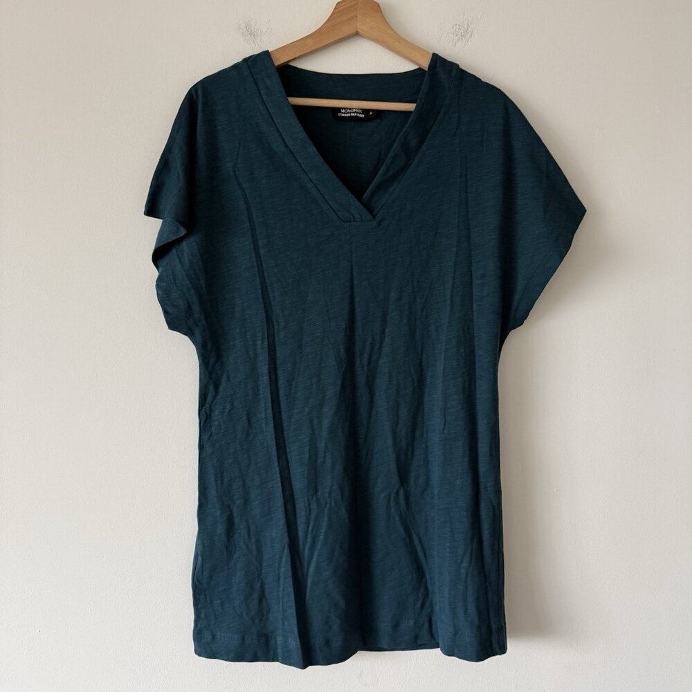 MONOPRIXS'ENGAGER POUR DURER V-neck Short Sleeve Tunic Women’s Small Lagenlook‎